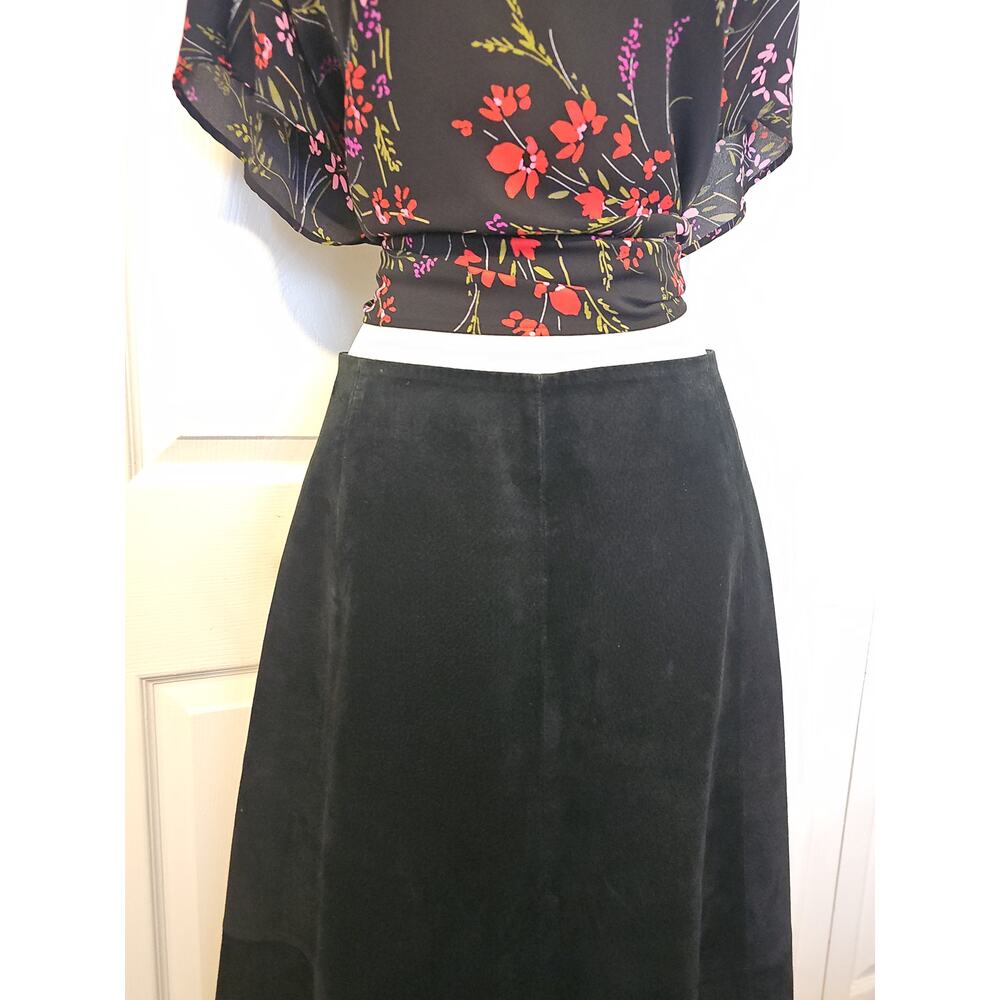 Overland Suede Leather A-Line Maxi Skirt Womens 10 Black - Picture 7 of 12
